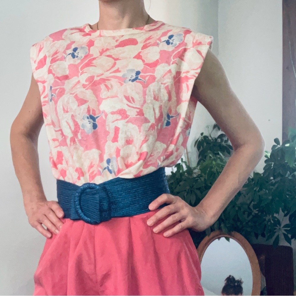 Ted Baker - Kashaa - Shoulder Pad Linen Tee, soft pink, size 2